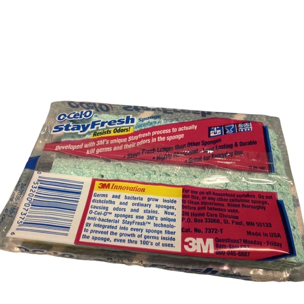 Vintage O-Cel-O 3M Sponges StayFresh Handy Size & Light Duty Scrubber Pizza - Picture 5 of 8